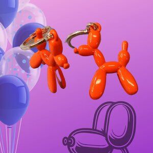 Orange ballon dog hoop earrings